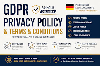 write gdpr privacy policy, terms and conditions and legal documents