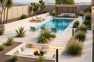 do 3d architecture interior design, 3d rendering, landscape backyard design