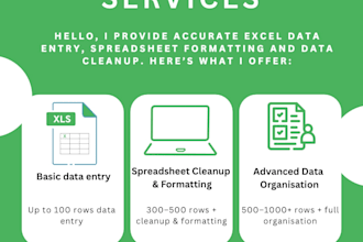 do excel data entry, spreadsheet formatting and data cleanup