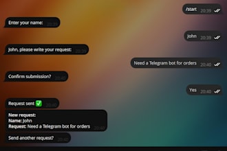 create a telegram bot for request handling and automation