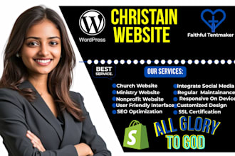 build a christian church ministry website in wordpress and shopify