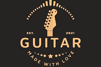 make wonderful vintage guitar shop logo design with company
