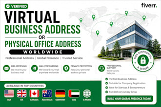 provide verified virtual business address or office worldwide