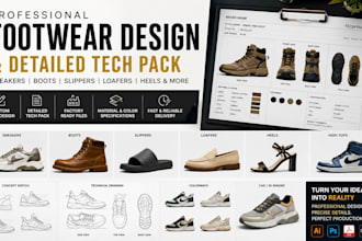 design shoe tech pack for factory ready production and brand manufacturing