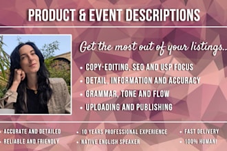 write your product and event descriptions