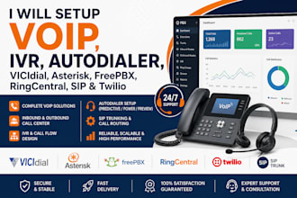 setup voip ring centra, sip, IVR autodialer, vicidial, asterisk, freepbx, twilio