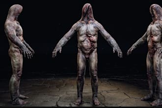 create 3d body horror creatures in zbrush for dark cinematic games and films
