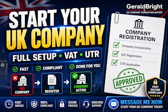 register your UK ltd company with vat utr and full setup