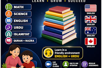 tutor kids of grade 1 to 5 in urdu english