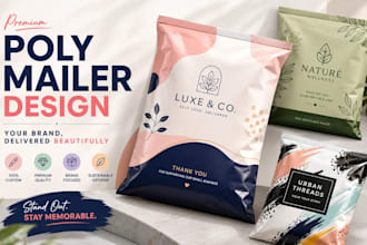 design premium poly mailer, shipping bag, and mailer box