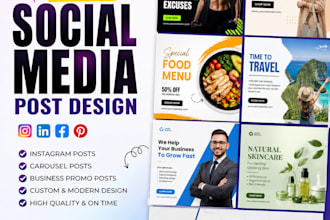 modern instagram posts, carousel posts, and business promo graphics