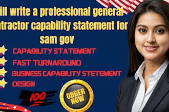write a professional general contractor capability statement for sam gov