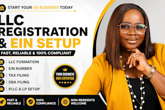 do llc registration, ein number, tax filling, dba, pllc, lp formation