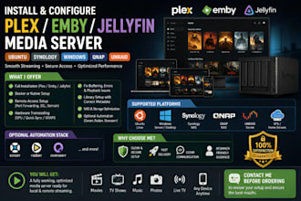 install plex server emby jellyfin in ubuntu synology windows qnap unraid server