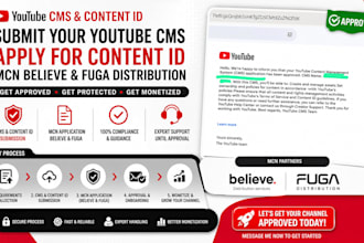 summit your youtube cms, apply for content id, mcn belive and fuga distribution