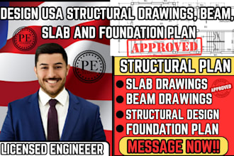 design united state structural drawings, beam, slab and foundation plan
