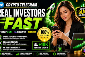 crypto telegram promotion, pump fun promotion to get 30,000 real investor