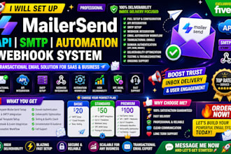 set up mailersend transactional email API SMTP saas automation webhook system