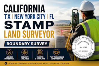 california tx new york city fl stamp land surveyor, boundary survey