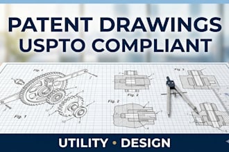 draw patent drawings uspto illustrations utility design patent technical diagram