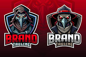 draw vintage custom raven mascot logo with t shirt design