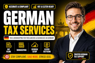 do germany bookkeeping, vat filing, sevdesk, elster tax for freelancer and llc