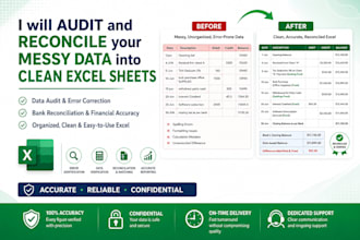 audit and reconcile messy data into clean excel sheet and fix excel errors