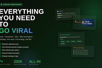 create a complete video package with script, thumbnail, title, and SEO