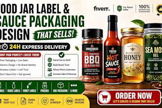 do food jar labels, modern spice packaging, hot sauce label, honey label design
