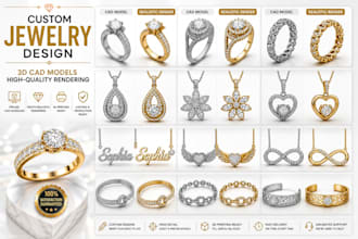 create 3d cad jewelry, rings, neckless, pendant design ready for manufacturing