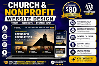 design wordpress church website, ministry, charity website, nonprofit website