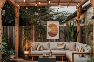 design hoa ready 3d backyard landscape with pergola, patio and deck