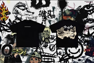 diseñaré logotipos de streetwear y artes para camisetas boxy fit
