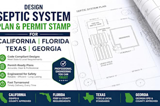 design septic system plan permit stamp for california florida texas georgia