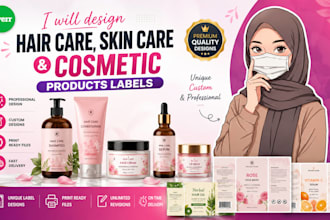 design hair care, skin care and cosmetic products labels