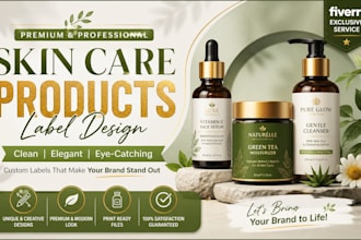 design hair care, skin care and cosmetic products labels