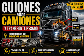 escribiré guiones sobre camiones y transporte pesado para tu canal de youtube