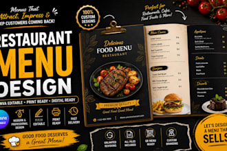 design restaurant menu food menu canva editable menu digital and print menu
