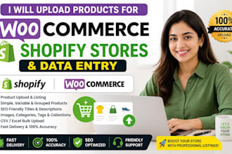 upload products for woocommerce product listings shopify stores and data entry