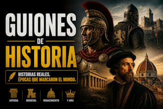 realizaré increíbles guiones sobre historia para youtube