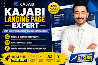 design kajabi landing page, course website, and membership funnel that converts
