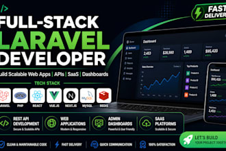 build full stack laravel react vue web applications and apis