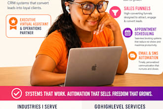 set up gohighlevel, CRM, funnels, and automation workflows