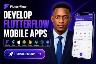 develop a flutterflow mobile app, IOS and android, firebase, supabase, ai, API
