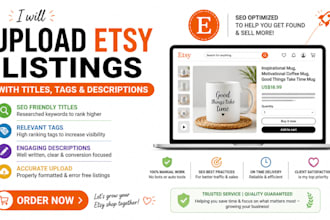 upload etsy listings with titles tags and descriptions