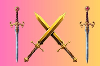 do 3d sword, 3d weapon, 3d gun model, 3d mask