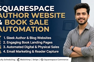 design a squarespace website authors website blog writers book sale automation