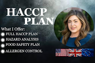 create full haccp and food safety plan with monitoring form and allergen control