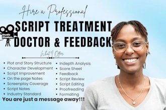 script doctor and rewrite screenplay, stage play, movie script editor, teleplay