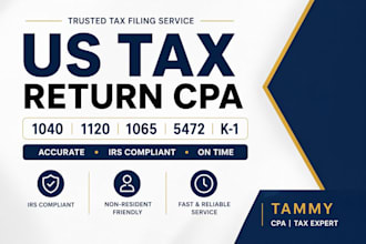 file us tax return 1040, amend 1040x 1120, 1065 4868, 5472 , tax abatement